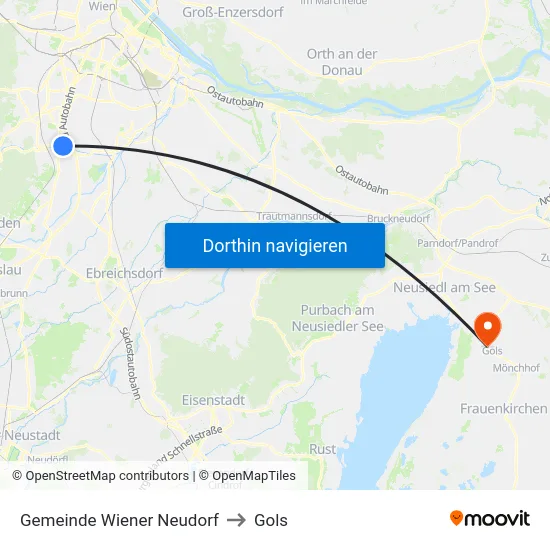 Gemeinde Wiener Neudorf to Gols map