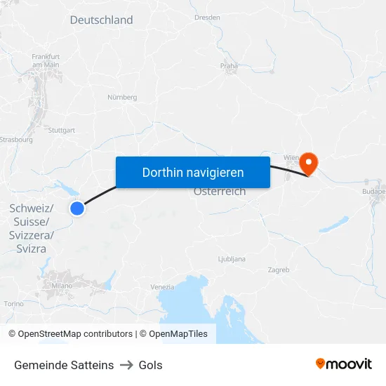 Gemeinde Satteins to Gols map