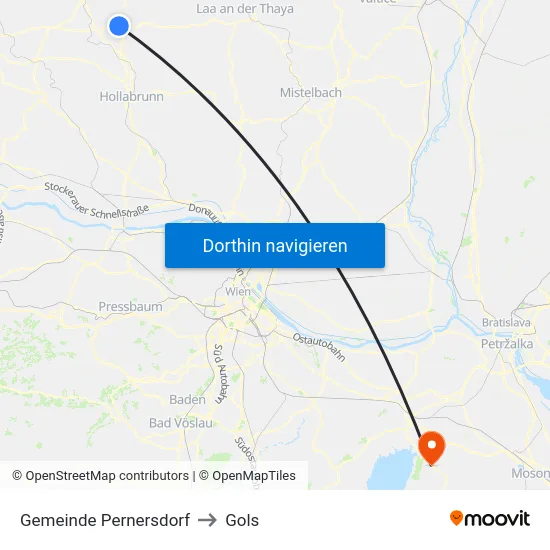 Gemeinde Pernersdorf to Gols map