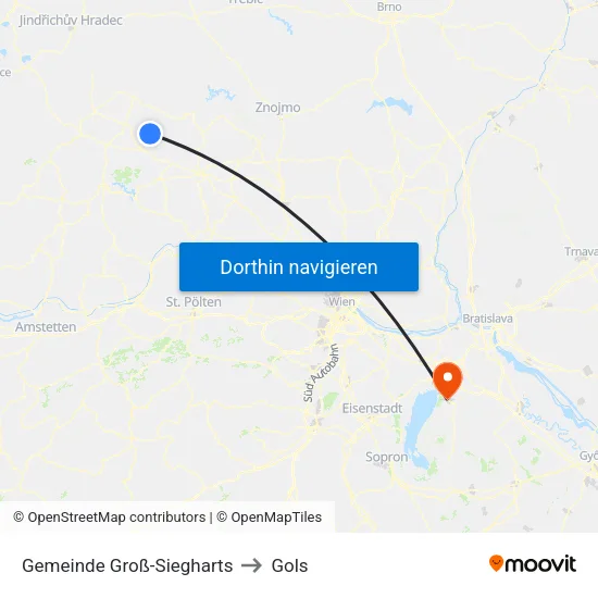 Gemeinde Groß-Siegharts to Gols map