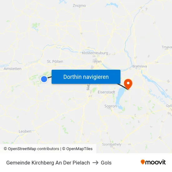 Gemeinde Kirchberg An Der Pielach to Gols map