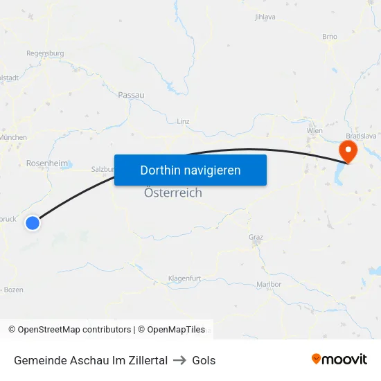 Gemeinde Aschau Im Zillertal to Gols map