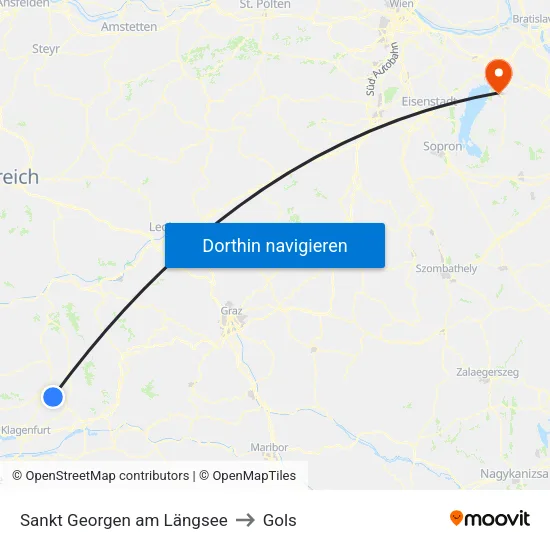 Sankt Georgen am Längsee to Gols map
