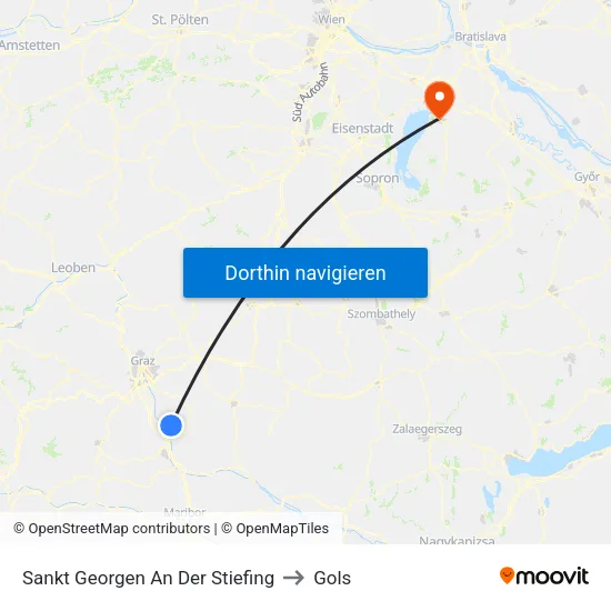 Sankt Georgen An Der Stiefing to Gols map