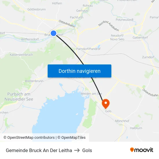 Gemeinde Bruck An Der Leitha to Gols map