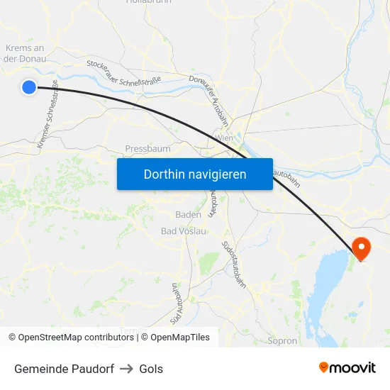 Gemeinde Paudorf to Gols map
