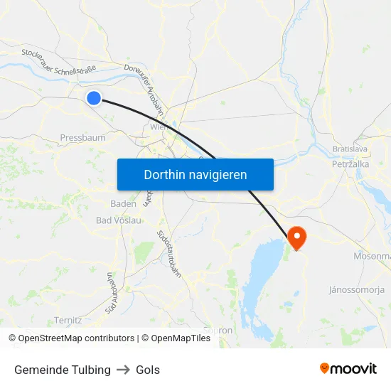 Gemeinde Tulbing to Gols map