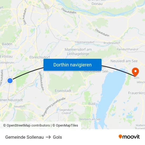Gemeinde Sollenau to Gols map
