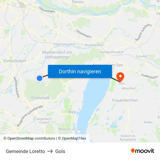 Gemeinde Loretto to Gols map