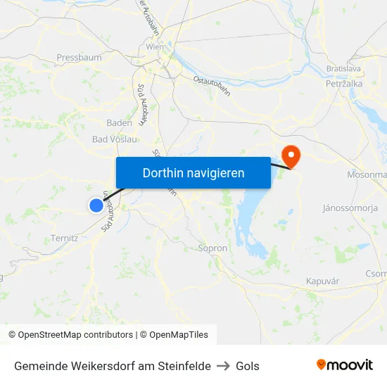 Gemeinde Weikersdorf am Steinfelde to Gols map