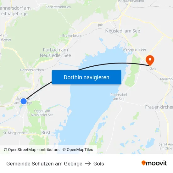 Gemeinde Schützen am Gebirge to Gols map
