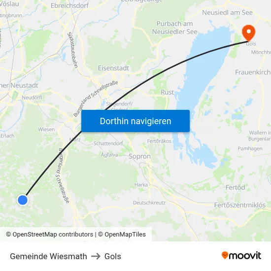 Gemeinde Wiesmath to Gols map