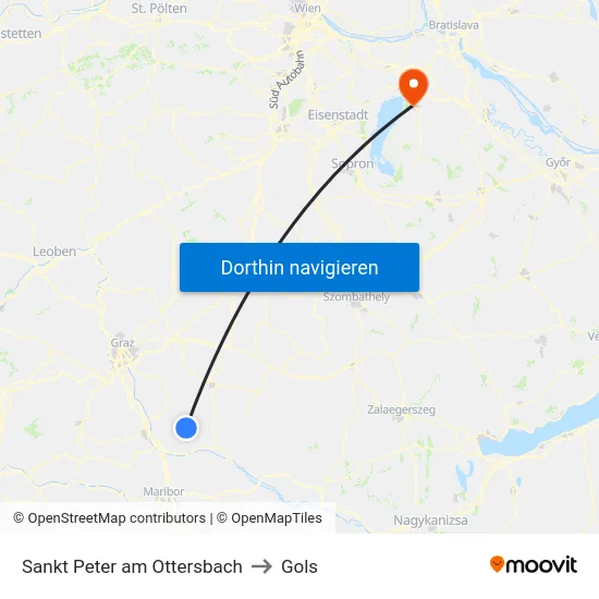 Sankt Peter am Ottersbach to Gols map