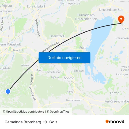 Gemeinde Bromberg to Gols map