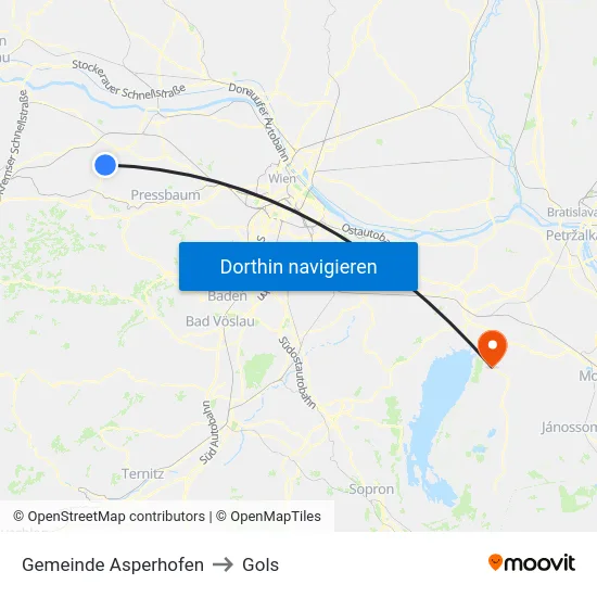 Gemeinde Asperhofen to Gols map