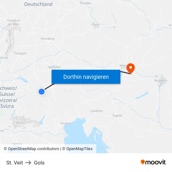 St. Veit to Gols map