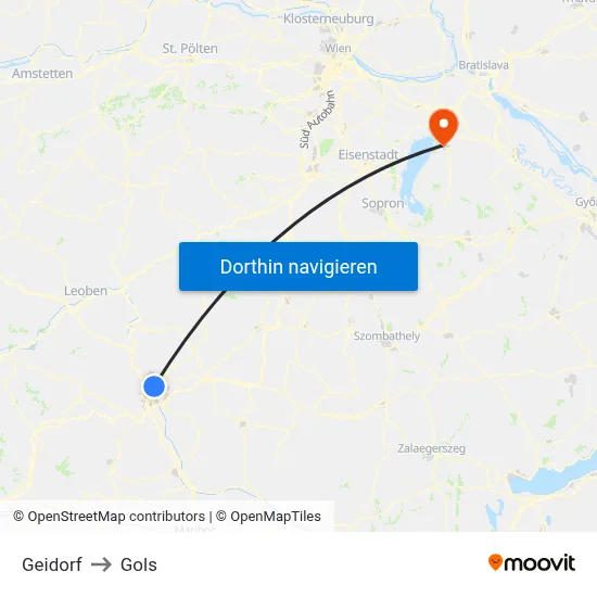 Geidorf to Gols map