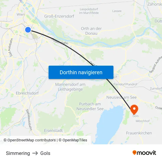 Simmering to Gols map