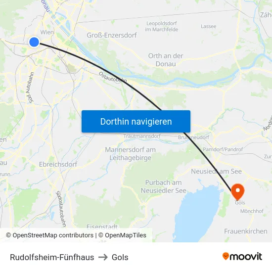 Rudolfsheim-Fünfhaus to Gols map