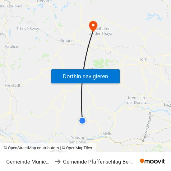 Gemeinde Münichreith-Laimbach to Gemeinde Pfaffenschlag Bei Waidhofen An Der Thaya map