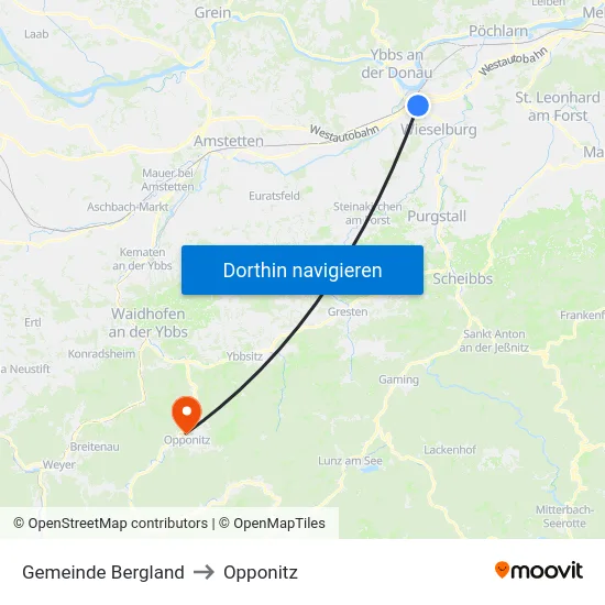 Gemeinde Bergland to Opponitz map