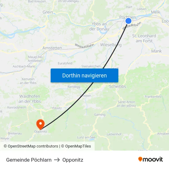Gemeinde Pöchlarn to Opponitz map