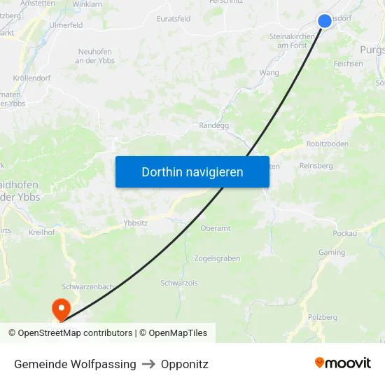 Gemeinde Wolfpassing to Opponitz map