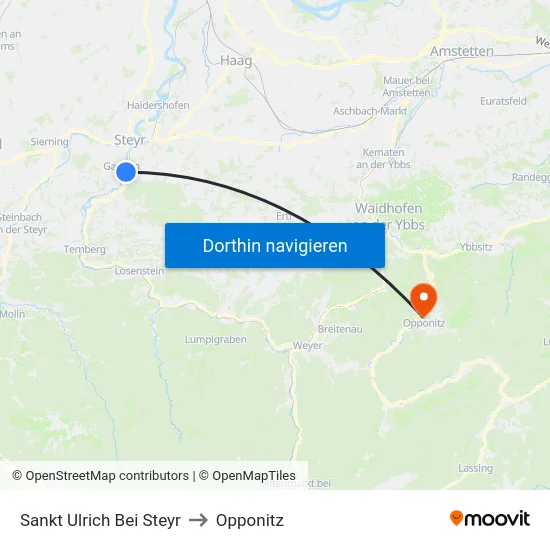 Sankt Ulrich Bei Steyr to Opponitz map