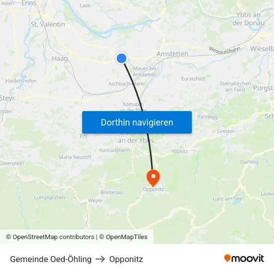 Gemeinde Oed-Öhling to Opponitz map