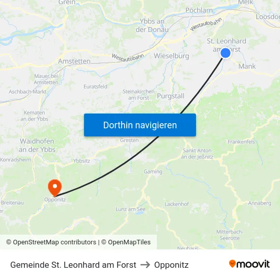 Gemeinde St. Leonhard am Forst to Opponitz map