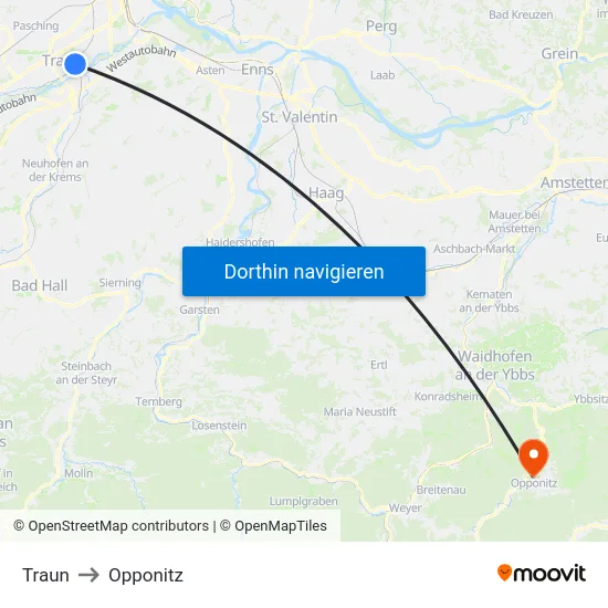 Traun to Opponitz map