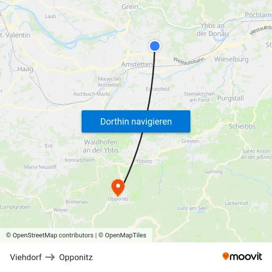Viehdorf to Opponitz map