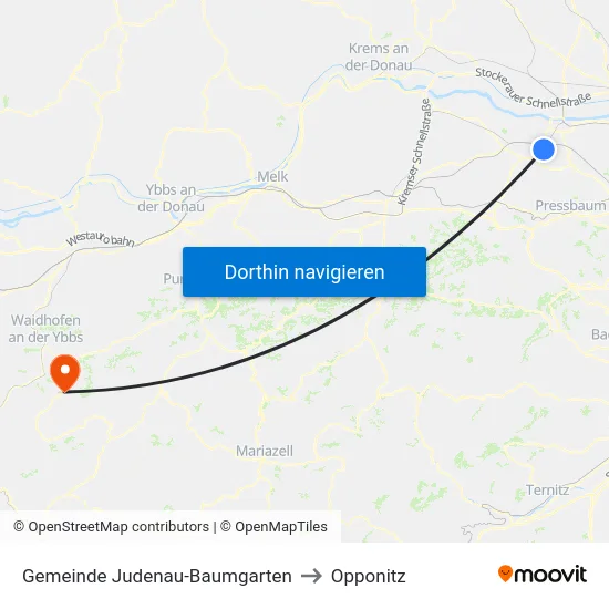 Gemeinde Judenau-Baumgarten to Opponitz map