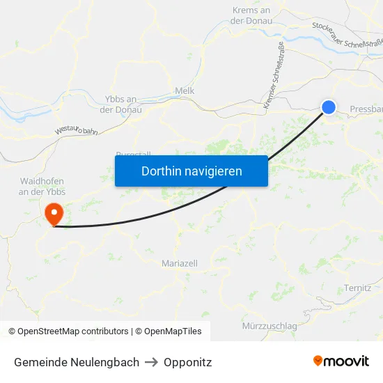 Gemeinde Neulengbach to Opponitz map