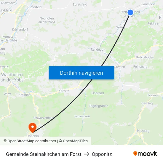 Gemeinde Steinakirchen am Forst to Opponitz map