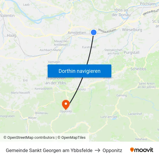 Gemeinde Sankt Georgen am Ybbsfelde to Opponitz map