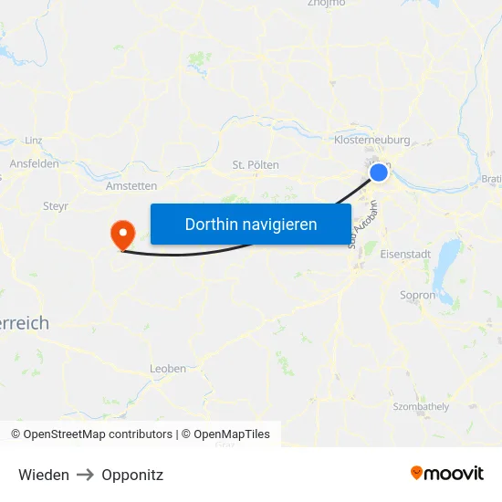 Wieden to Opponitz map