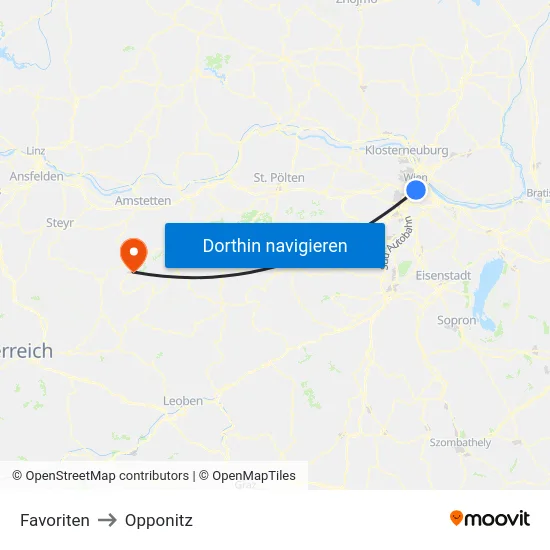 Favoriten to Opponitz map