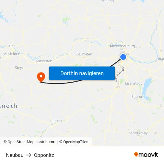 Neubau to Opponitz map