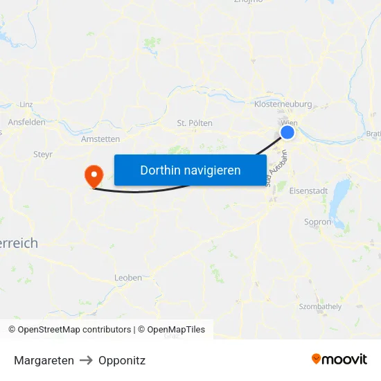 Margareten to Opponitz map