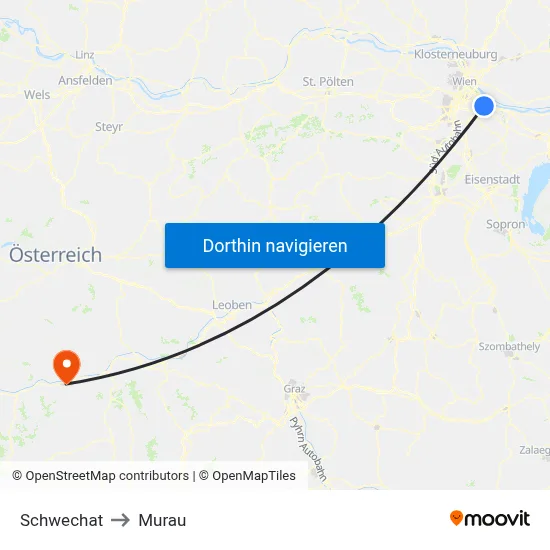 Schwechat to Murau map