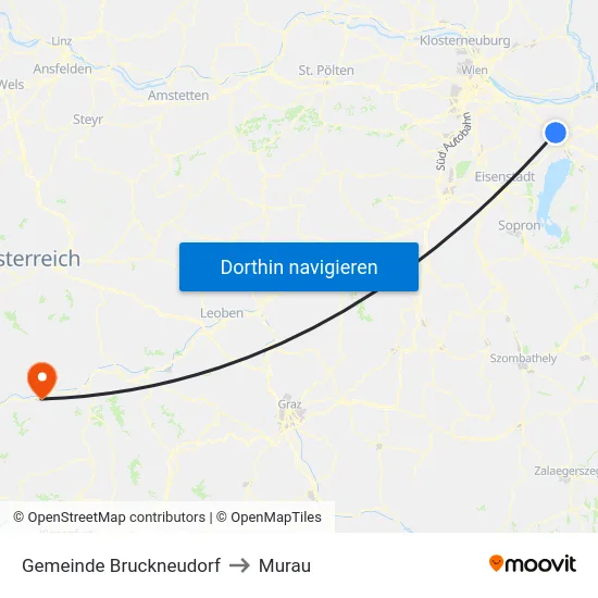 Gemeinde Bruckneudorf to Murau map