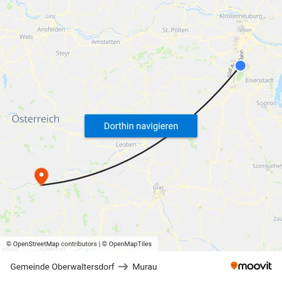 Gemeinde Oberwaltersdorf to Murau map