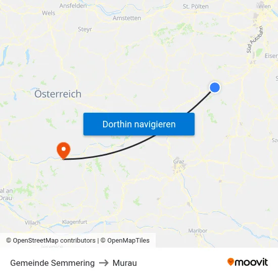 Gemeinde Semmering to Murau map