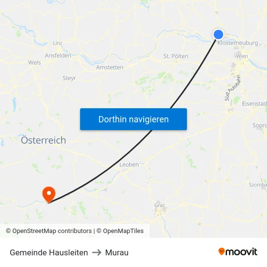 Gemeinde Hausleiten to Murau map