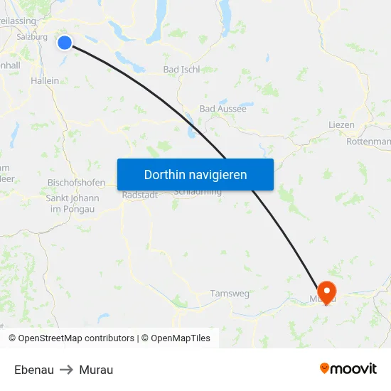 Ebenau to Murau map