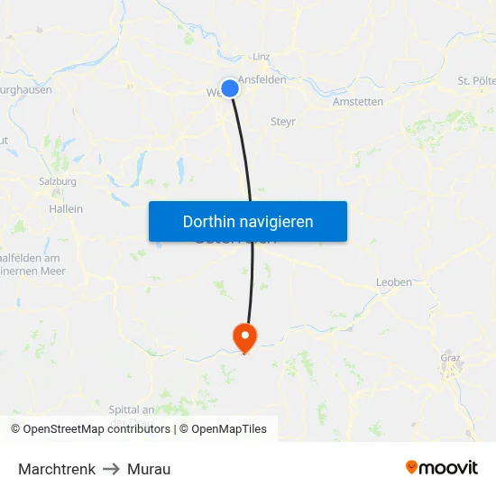 Marchtrenk to Murau map