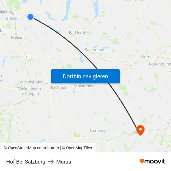 Hof Bei Salzburg to Murau map