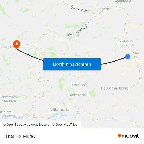 Thal to Murau map