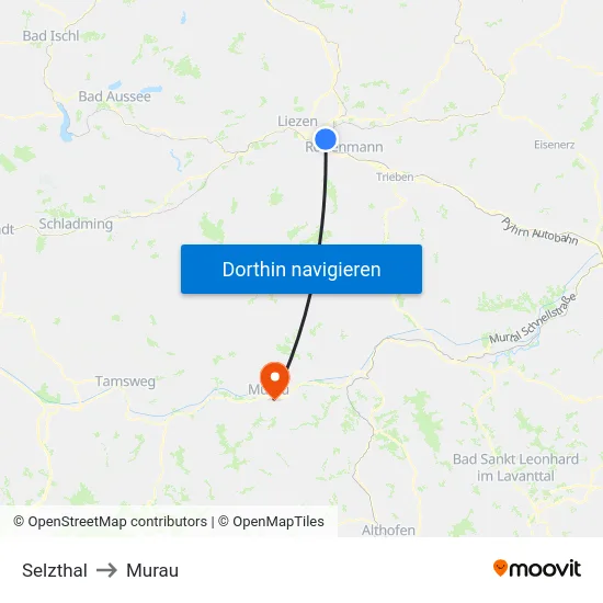 Selzthal to Murau map